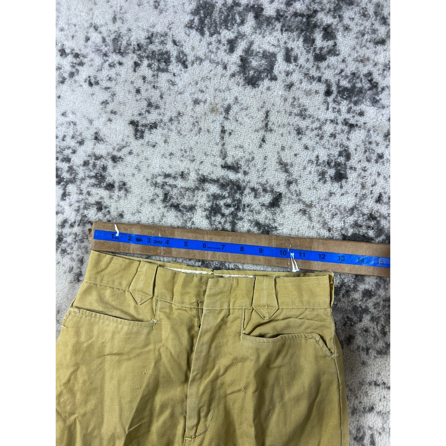 Vintage H.I.S Trews Chino Pants Mens 24x26 Tan Gold Canvas 60s Workwear Slacks