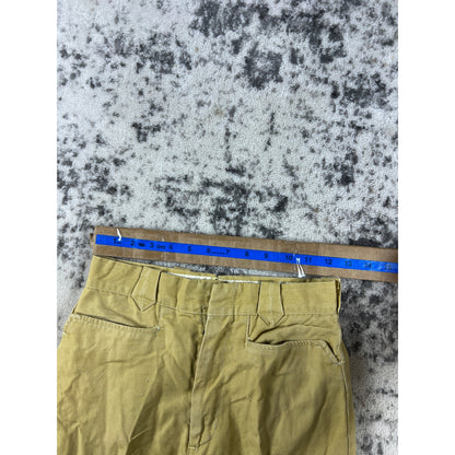 Vintage H.I.S Trews Chino Pants Mens 24x26 Tan Gold Canvas 60s Workwear Slacks