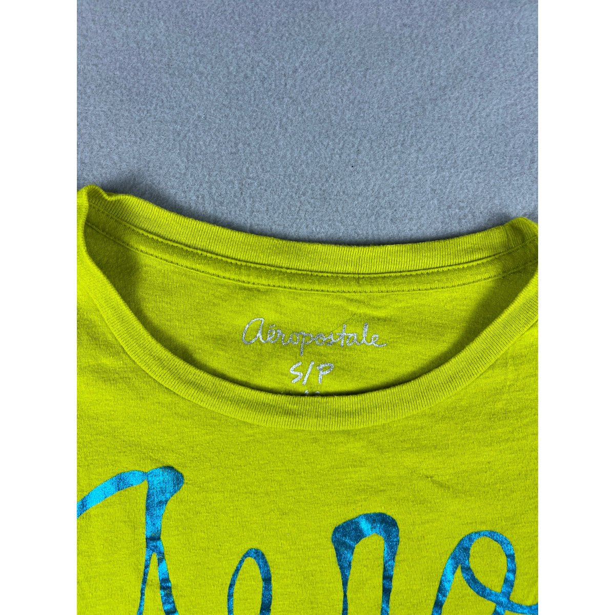 Aeropostale Y2K Metallic Spellout Top - S