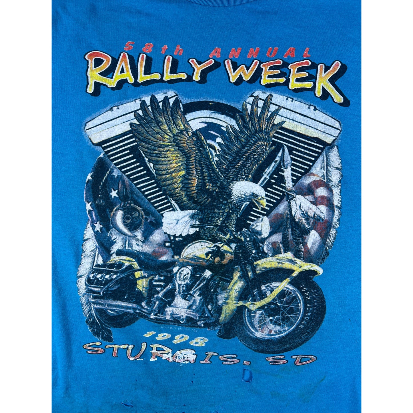Vintage Blue Harley Davidson Biker Shirt - XL