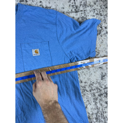 Carhartt T-Shirt Mens L Blue Crew Neck Loose Fit K87 Pocket Tee Classic Workwear
