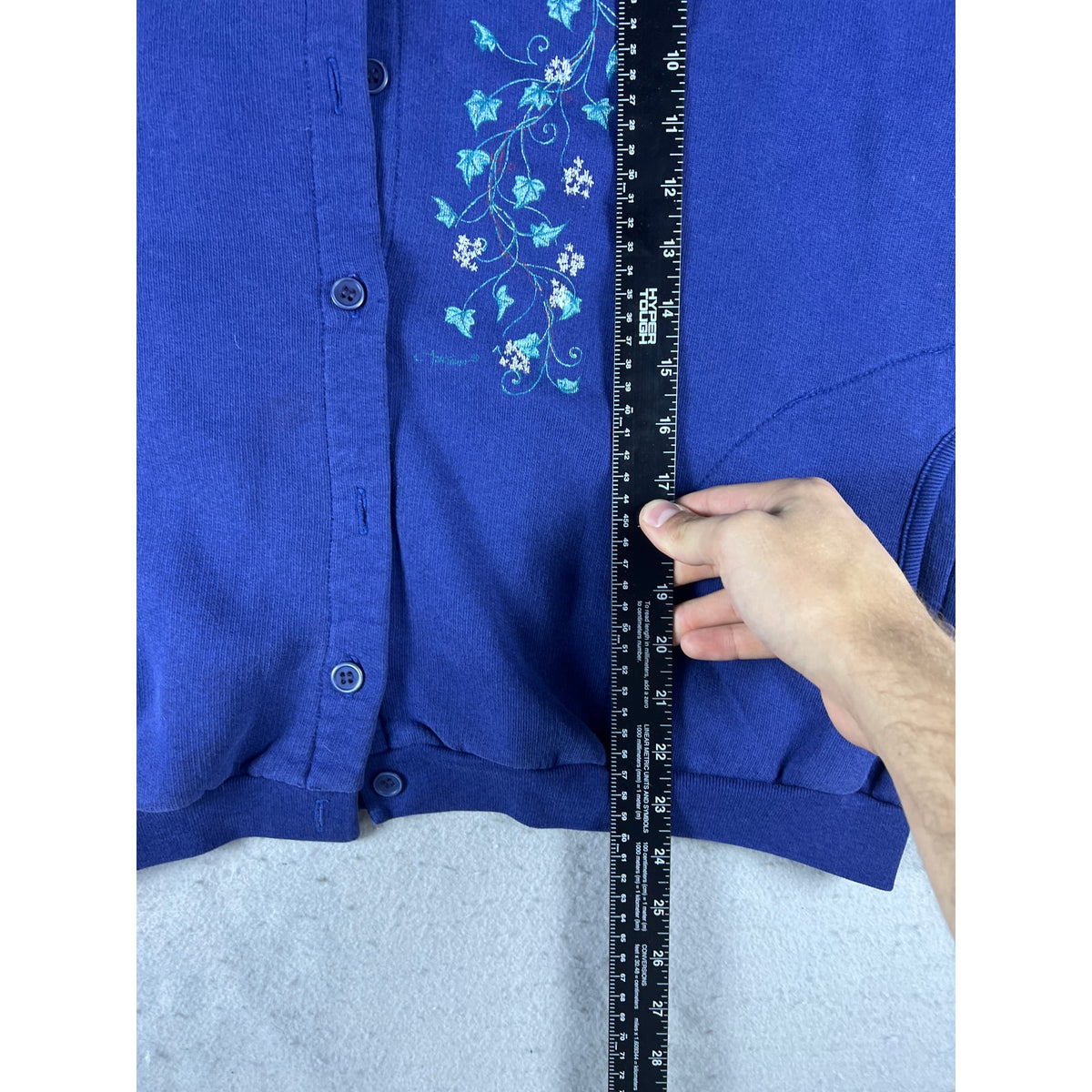 Vintage Floral Cardinal Sweatshirt Cardigan - M
