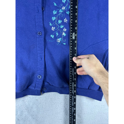 Vintage Floral Cardinal Sweatshirt Cardigan - M