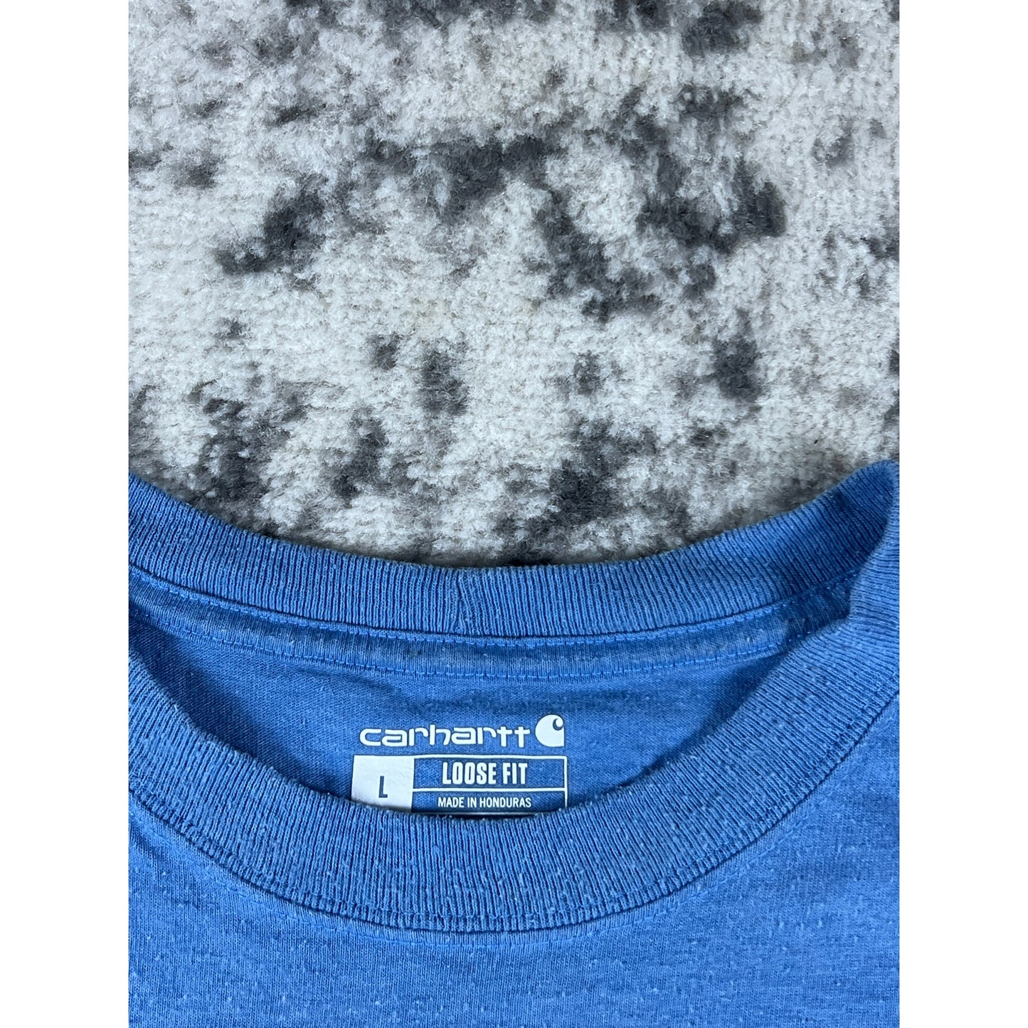 Carhartt T-Shirt Mens L Blue Crew Neck Loose Fit K87 Pocket Tee Classic Workwear