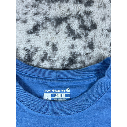 Carhartt T-Shirt Mens L Blue Crew Neck Loose Fit K87 Pocket Tee Classic Workwear