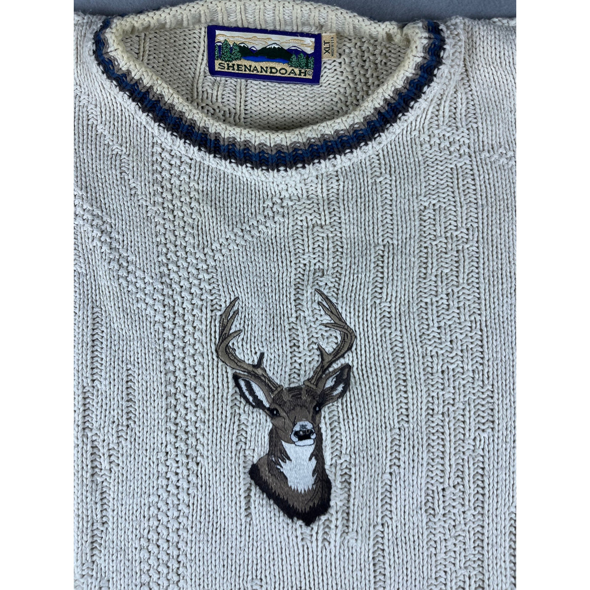 Vintage Shenandoah Deer Buck Cable Knit Sweater - XLT