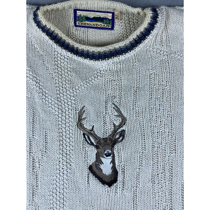 Vintage Shenandoah Deer Buck Cable Knit Sweater - XLT