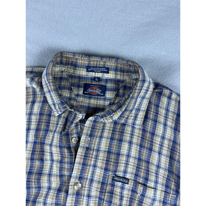 Dickies Plaid Tan Button Down Shirt - XL