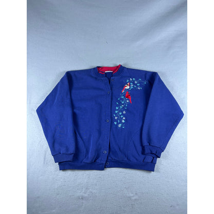 Vintage Floral Cardinal Sweatshirt Cardigan - M