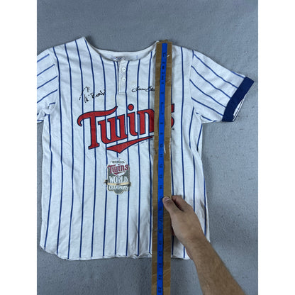 Vintage Minnesota Twins 1987 World Champions Shirt Youth 14-16 Autographs
