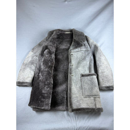 Vintage Shearling Faux Fur Lined Heavyweight Coat Womens - M