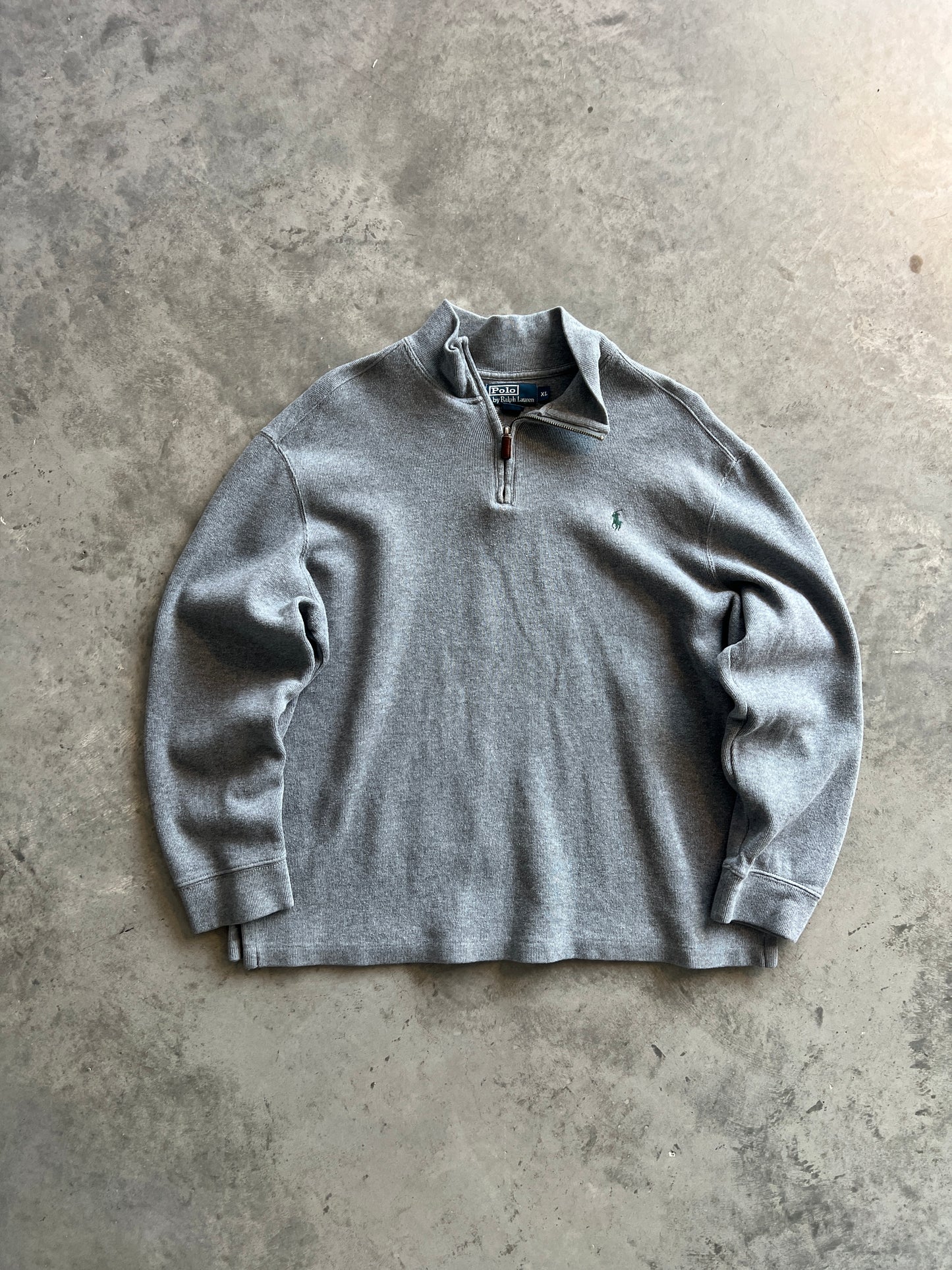 Vintage Heather Grey Polo Quarter Zip - XL