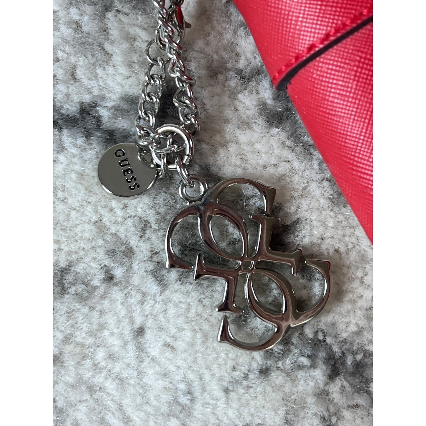 Vintage Red GUESS Tote Bag With Sliver Charms