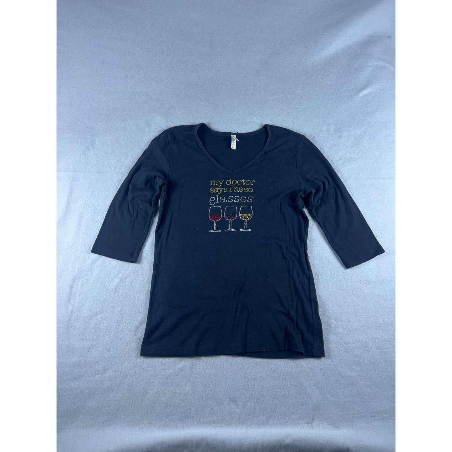 Wine Glasses Rhinestone T-Shirt Womens - XL