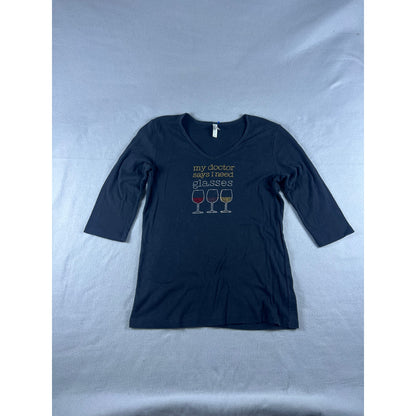 Wine Glasses Rhinestone T-Shirt Womens - XL