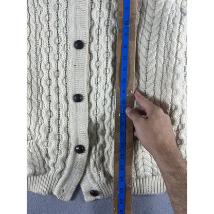 Vintage Cladyknit Wool Irish Aran Cable Knit Cardigan - M