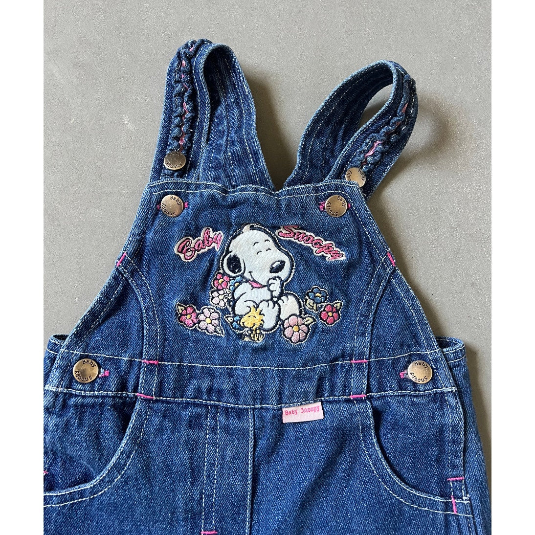 Vintage Y2k Baby Snoopy Denim Overalls - 6/9M