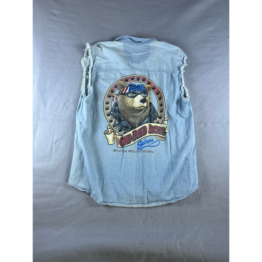 Vintage One Eyed Jacks Saloon Denim Vest - XL