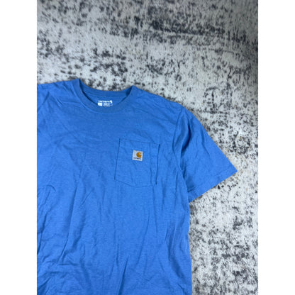 Carhartt T-Shirt Mens L Blue Crew Neck Loose Fit K87 Pocket Tee Classic Workwear