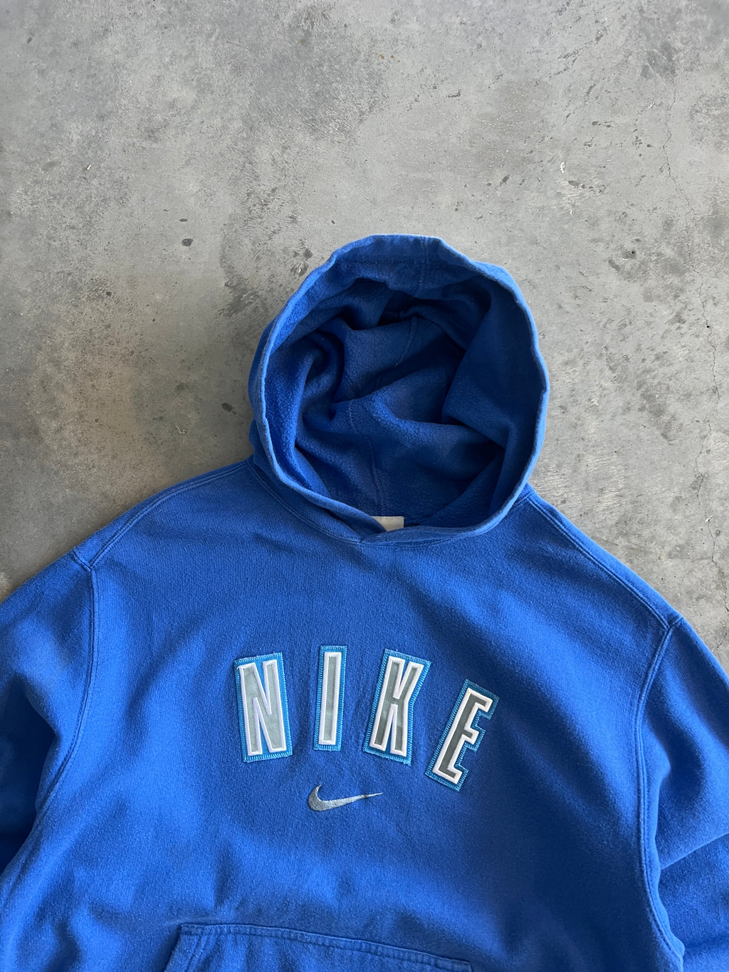 Vintage Blue Nike Spellout Hoodie - XS