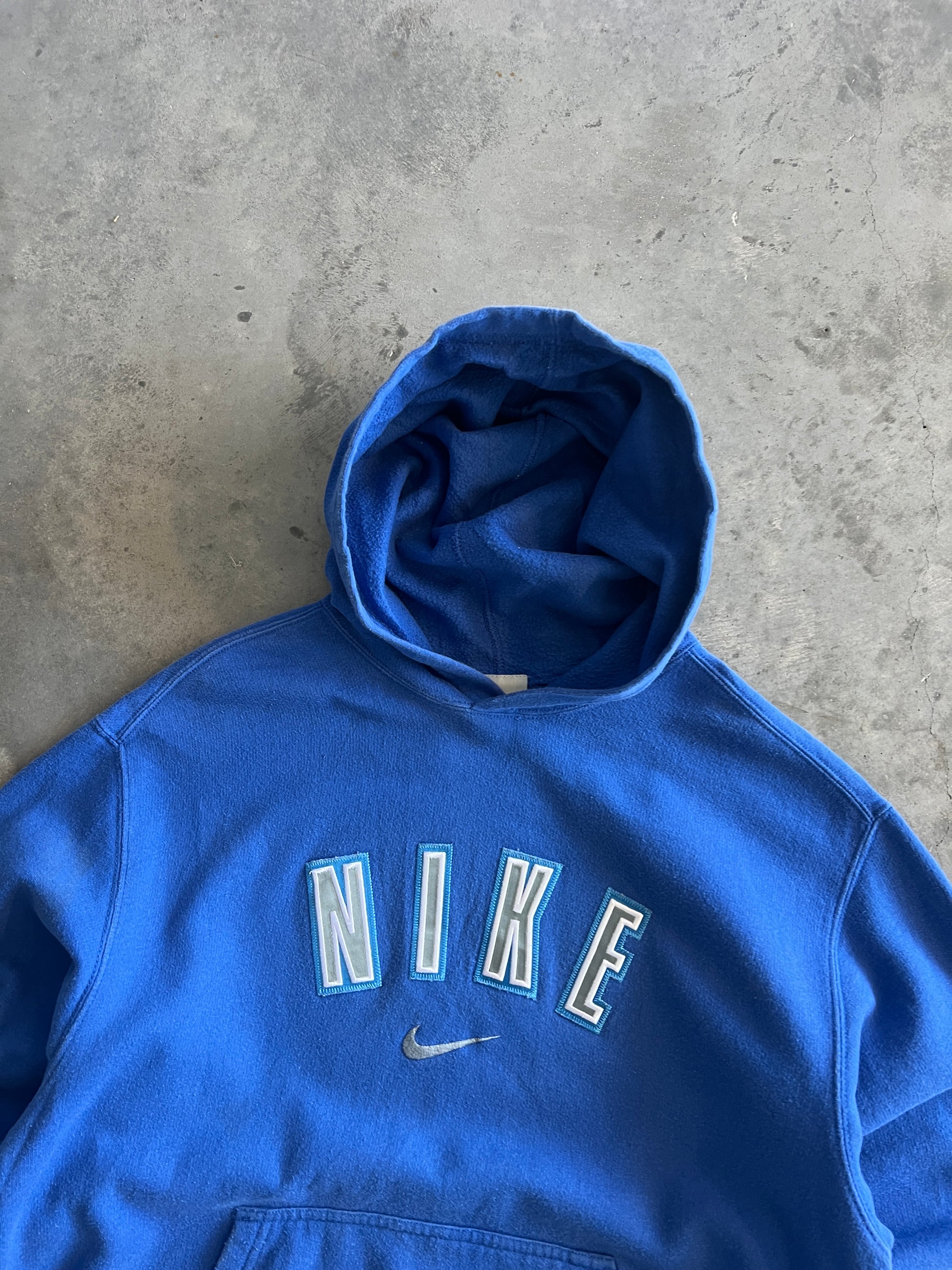 Vintage Blue Nike Spellout Hoodie - XS