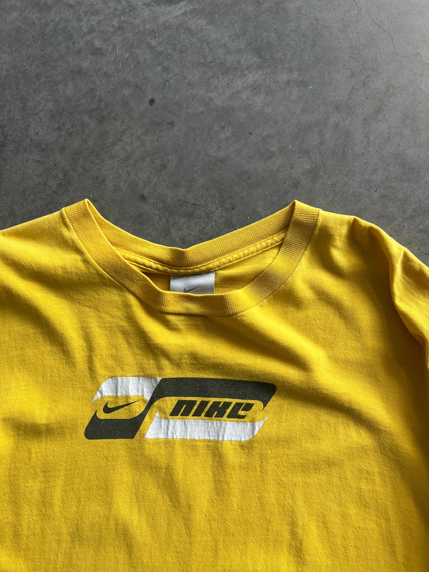 Vintage Yellow Nike Spellout Shirt - L