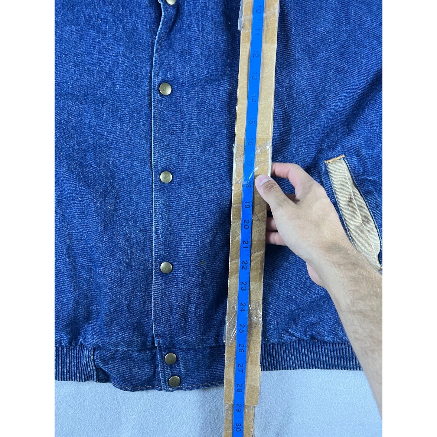 Vintage Three Rivers Denim Bomber Varsity Jacket - XL