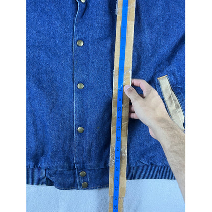 Vintage Three Rivers Denim Bomber Varsity Jacket - XL