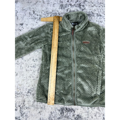 Green Columbia Fleece Full Zip Jacket Size Womans Medium Outdoors Winter Casual