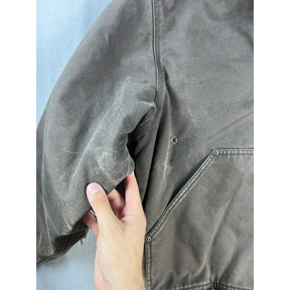 Walls Blizzard Pruf Jacket Mens XL Brown Hooded Canvas Fleece Lined Workwear