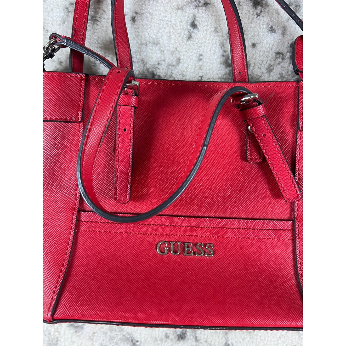 Vintage Red GUESS Tote Bag With Sliver Charms