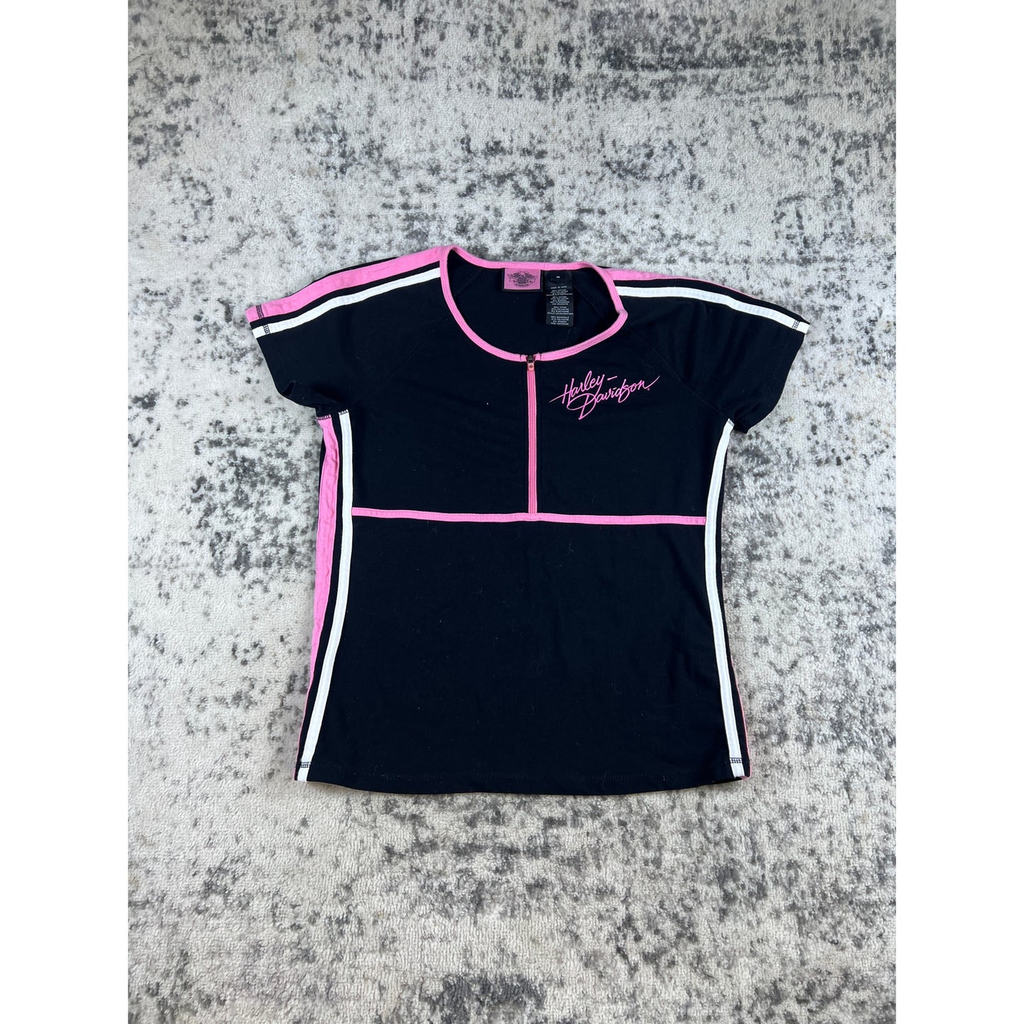 Harley Davidson Pink Quarter Zip T-shirt - M