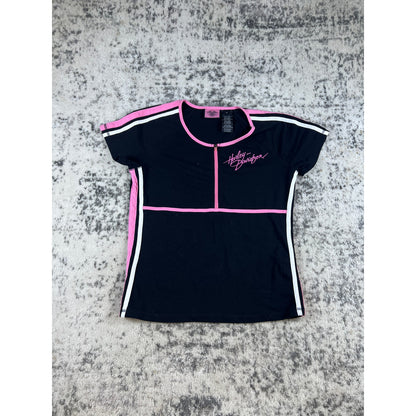 Harley Davidson Pink Quarter Zip T-shirt - M
