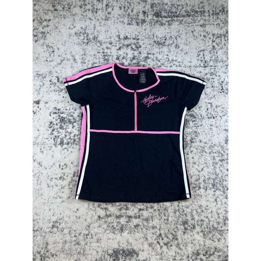 Harley Davidson Pink Quarter Zip T-shirt - M