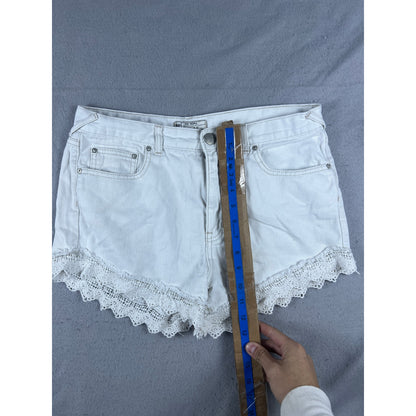 Free People Denim Cutoff Lace Trim Shorts - 29