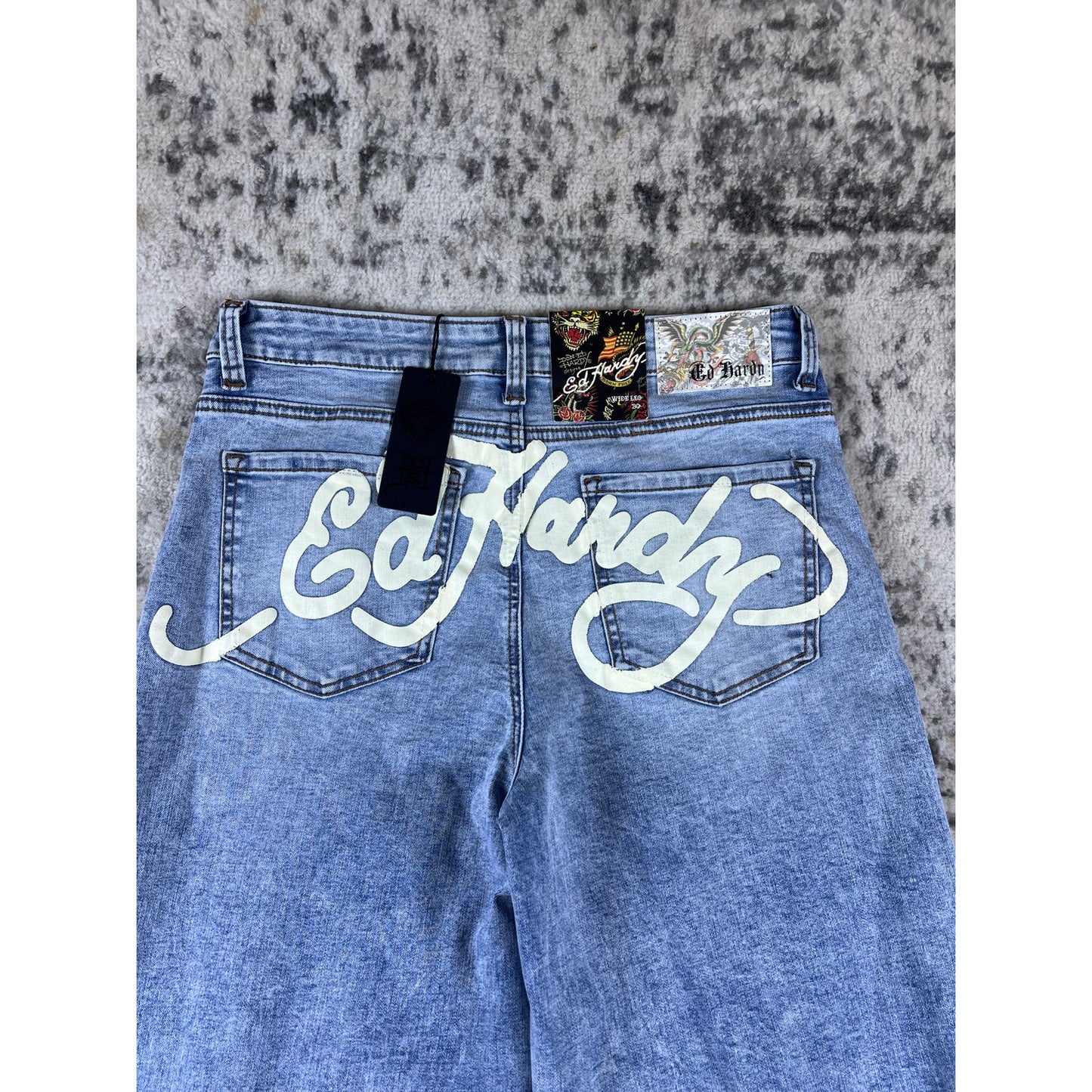 Ed Hardy Crawling Tiger Wide Leg Jeans - 30