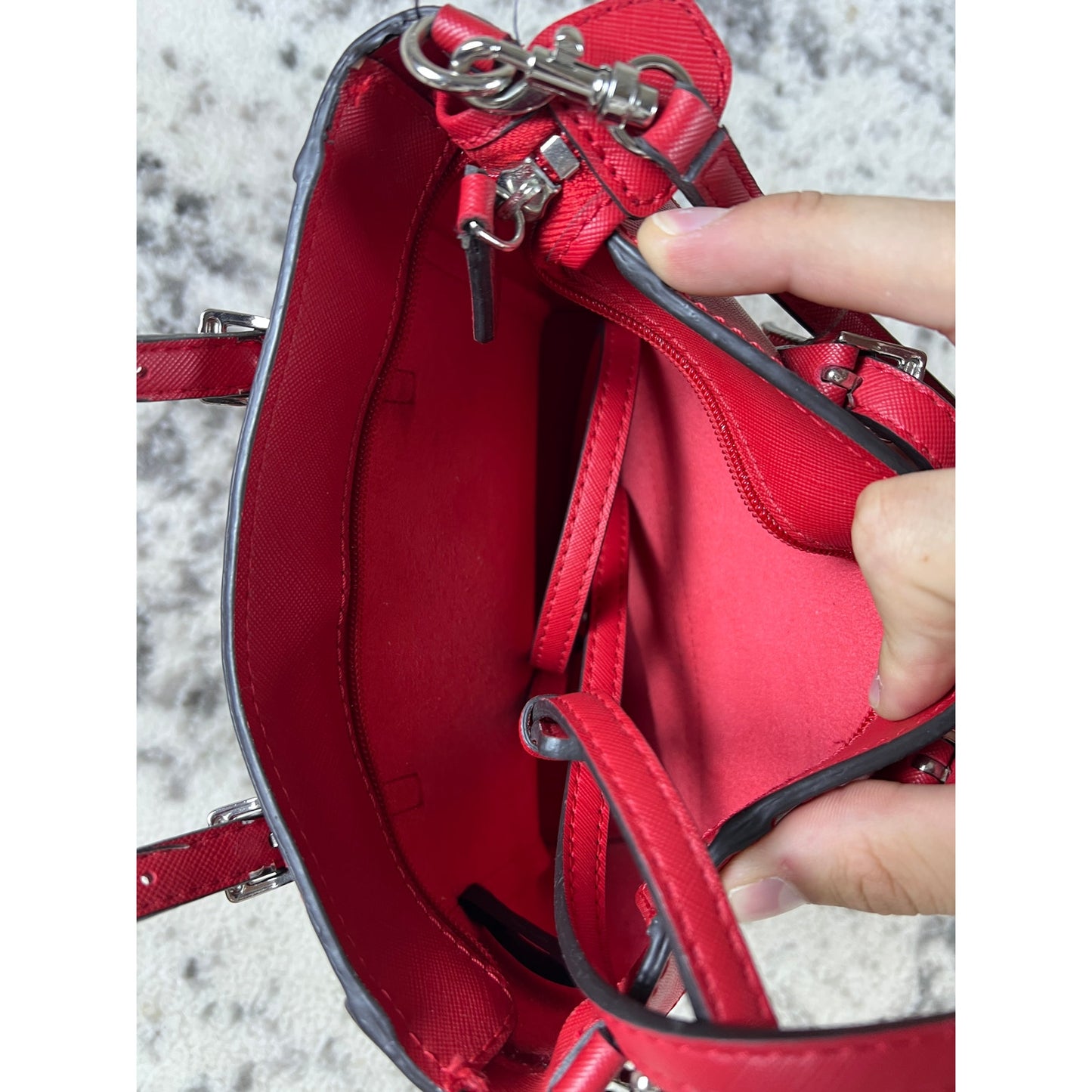 Vintage Red GUESS Tote Bag With Sliver Charms