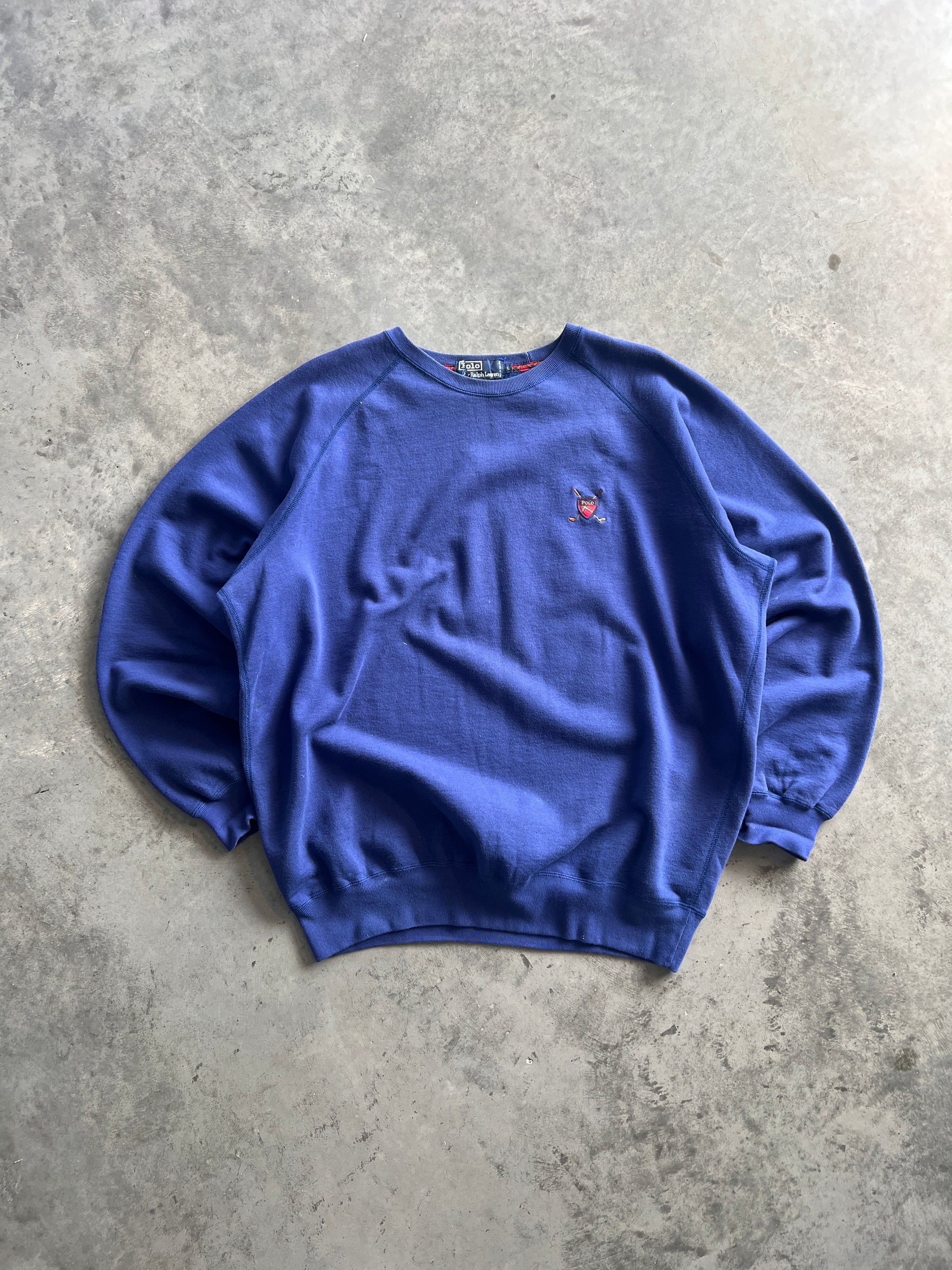 Vintage Faded Blue Polo Crew - XL