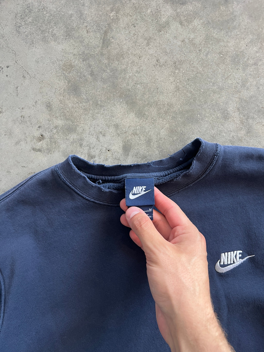 Vintage Navy Blue Nike Spellout Crew - M