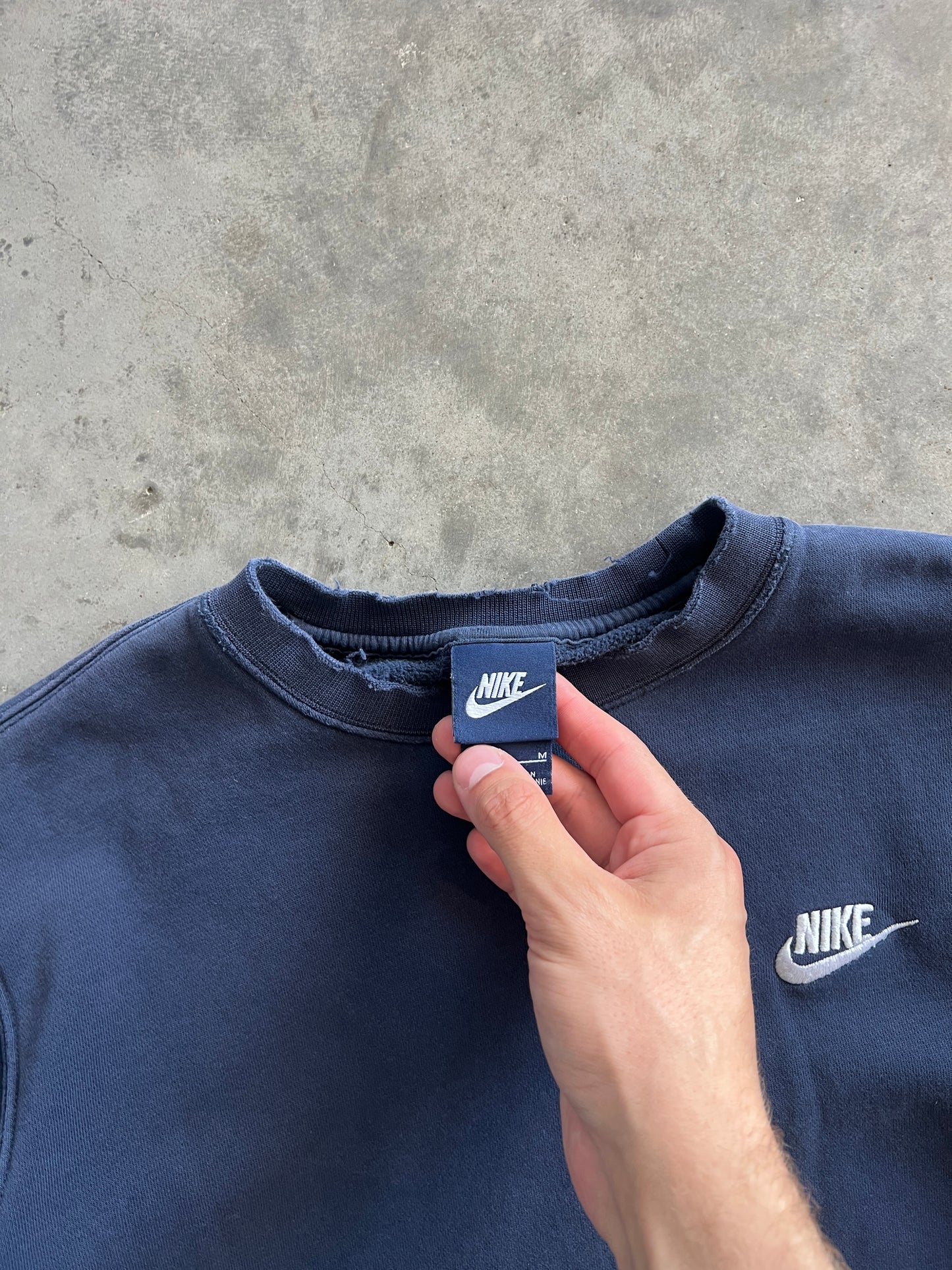 Vintage Navy Blue Nike Spellout Crew - M