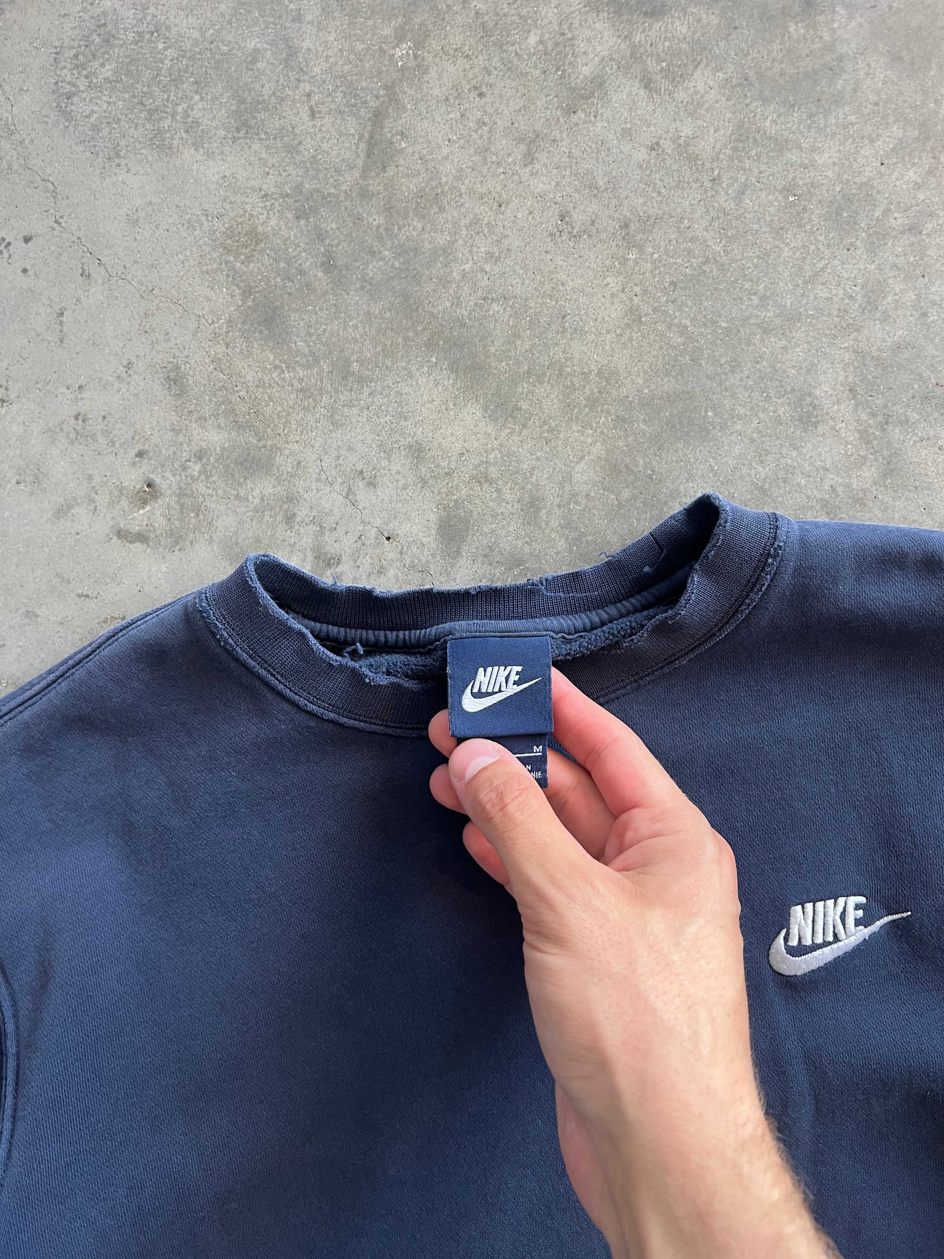 Vintage Navy Blue Nike Spellout Crew - M