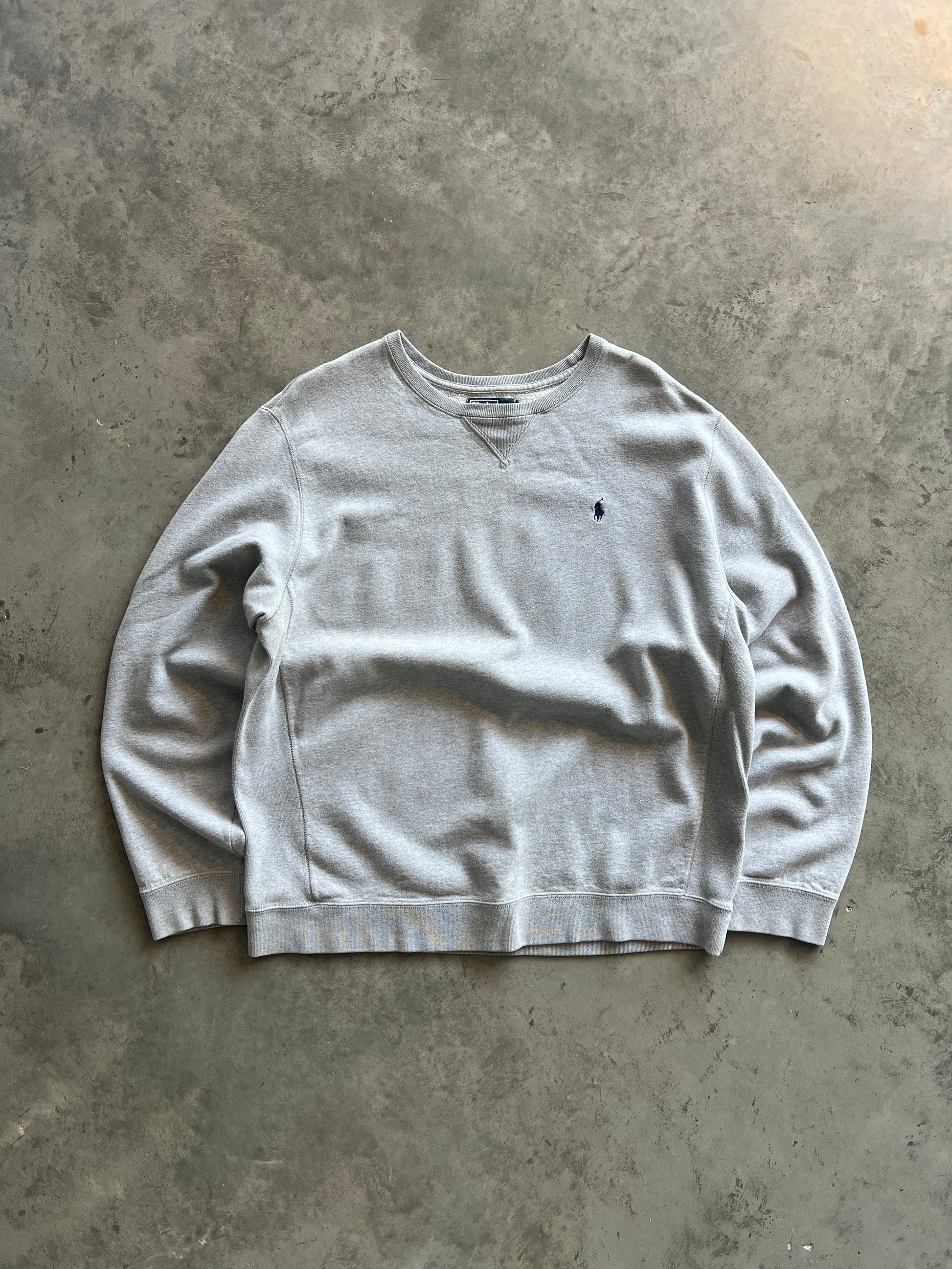 Vintage Heather Grey Polo Crew - L