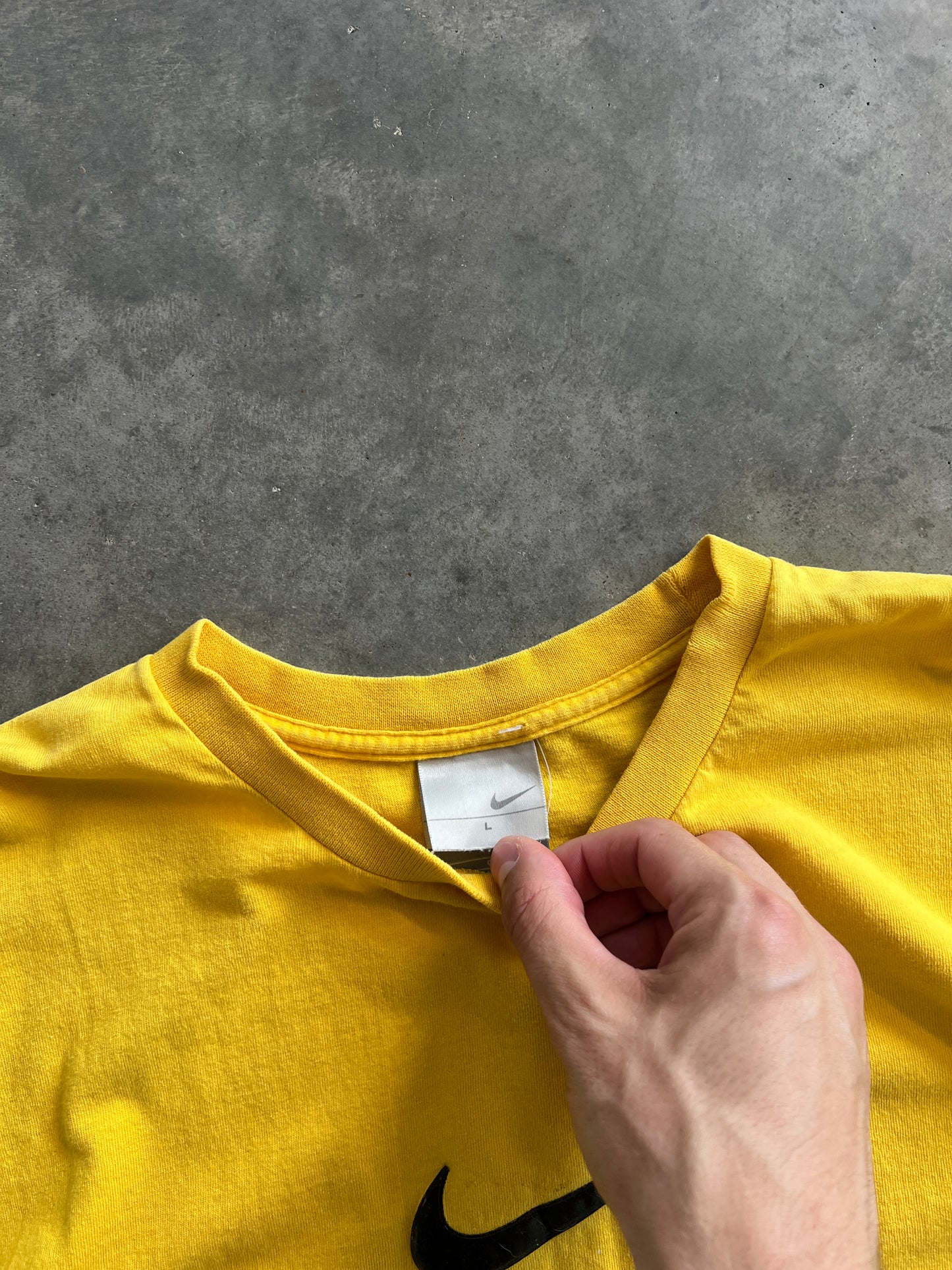 Vintage Yellow Nike Swoosh Shirt - L
