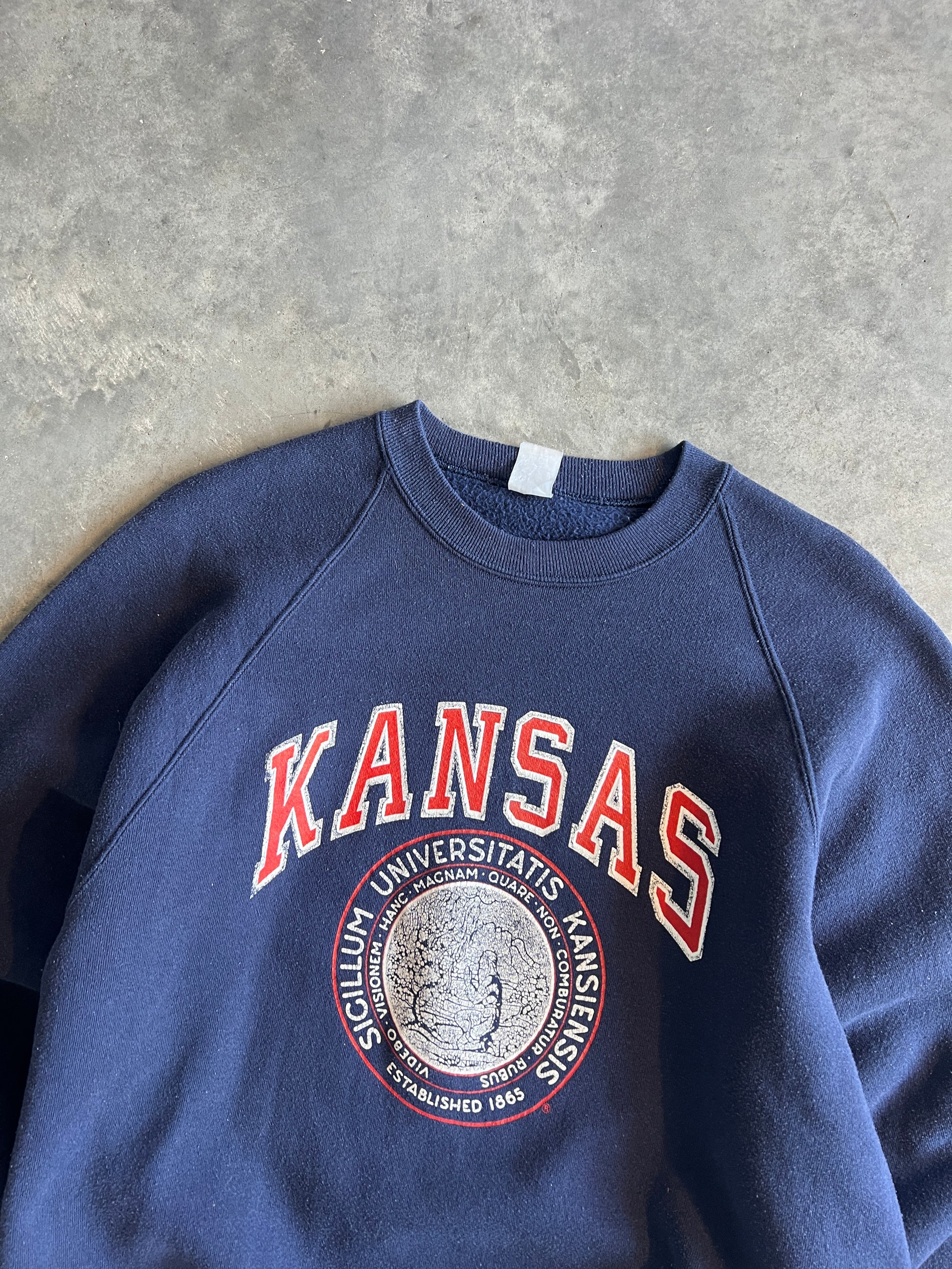 Vintage Navy Kansas University Crew - L