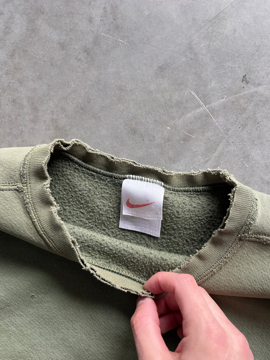 Vintage Sage Green Nike Swoosh Crewneck- L