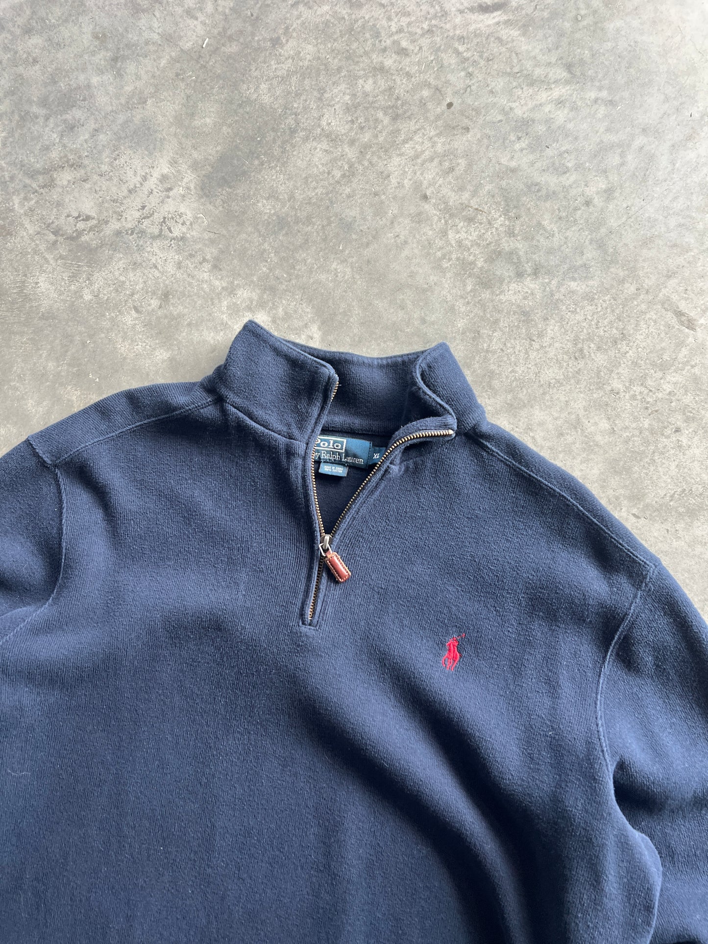 Vintage Navy Blue Polo Quarter Zip - XL
