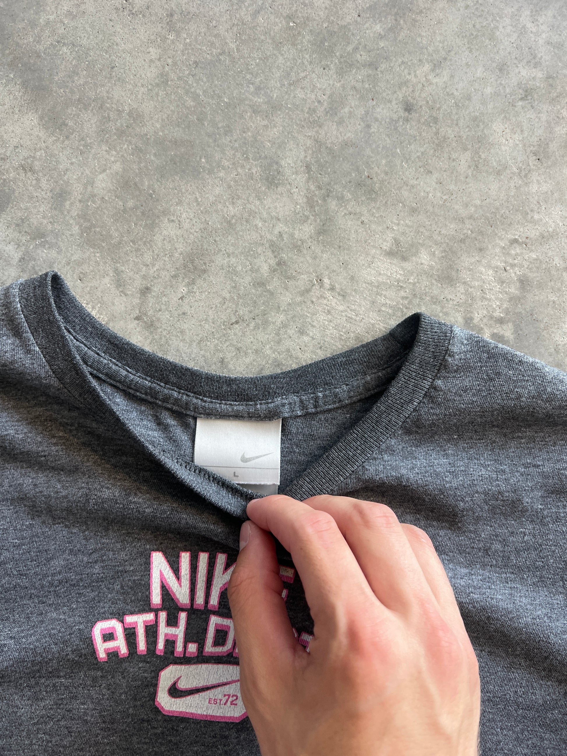 Vintage Dark Grey Nike Athletic Dpt Shirt - M