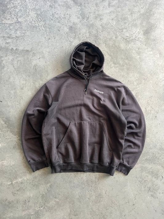Vintage Distressed Black Carhartt Spellout Hoodie - L