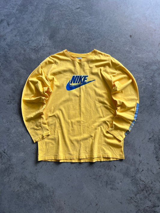 Vintage Faded Yellow Nike Spellout Shirt - L