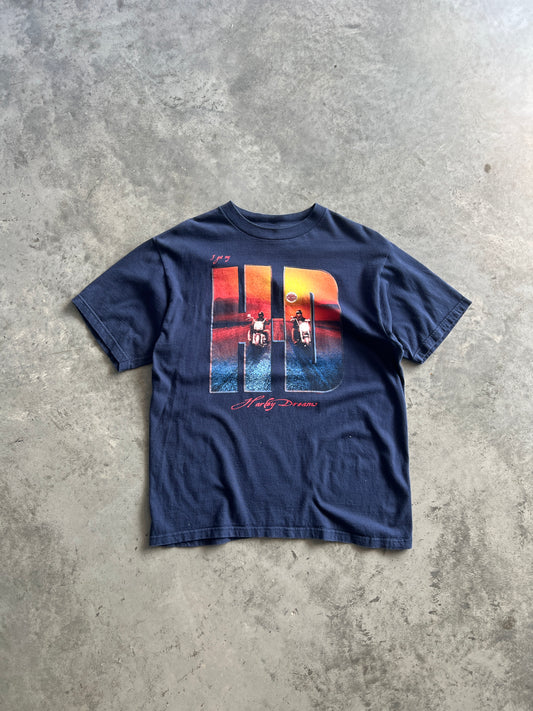 Vintage Navy Blue Harley Davidson Shirt - L